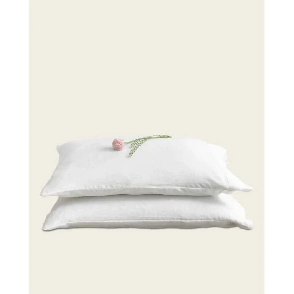 Baloo French Linen Throw 42x72 Duvet Cover White & Standard Shams Set